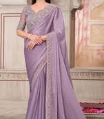 lavender silk blend embroidered bridal-sarees