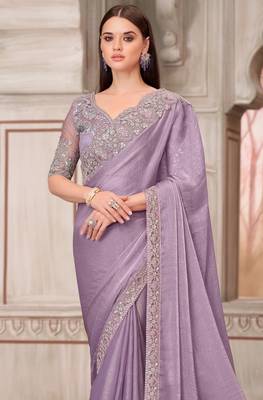 lavender silk blend embroidered bridal-saree 3
