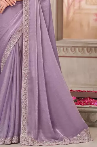 lavender silk blend embroidered bridal-saree