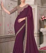 Purple georgette embroidered bridal-sarees