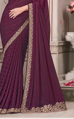 Purple georgette embroidered bridal-saree 4