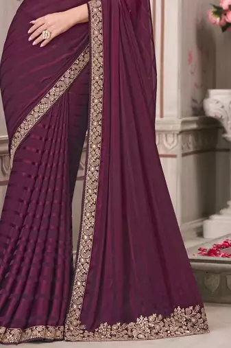 Purple georgette embroidered bridal-saree