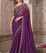 Purple,pink georgette embroidered bridal-sarees