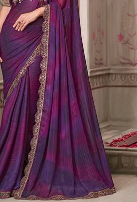 Purple pink georgette embroidered bridal-saree 4