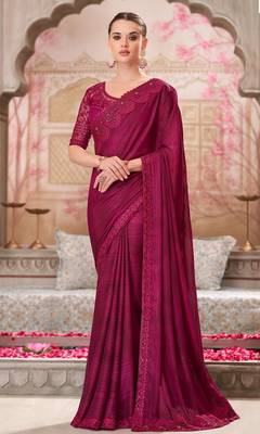 pink silk blend embroidered ethnic-saree 1