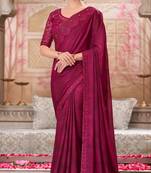 pink silk blend embroidered ethnic-sarees