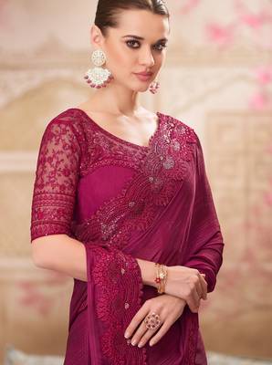 pink silk blend embroidered ethnic-saree 2