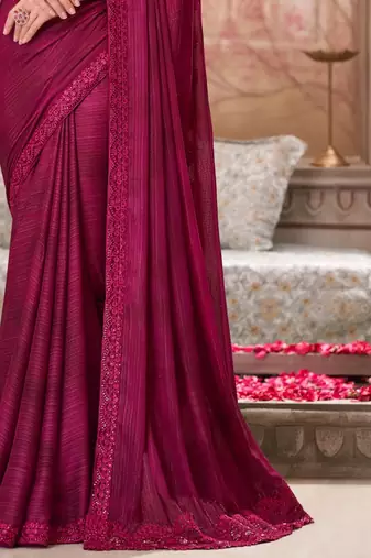 pink silk blend embroidered ethnic-saree