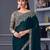 Teal green,beige georgette embroidered party-wear-sarees