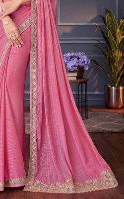 pink beige silk blend embroidered party-wear-saree 4