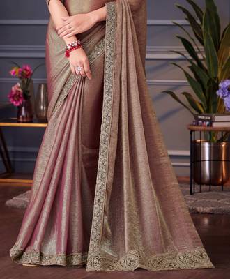 beige maroon silk blend embroidered party-wear-saree 4