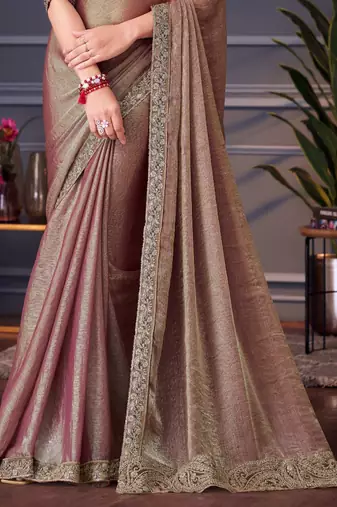 beige maroon silk blend embroidered party-wear-saree