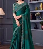 Green chiffon embroidered wedding-sarees