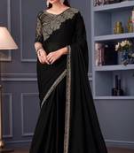 Black chiffon embroidered wedding-sarees