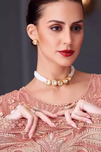 peach silk blend embroidered party-wear-saree