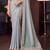 Grey,pink georgette embroidered party-wear-sarees