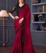 Red,black chiffon embroidered party-wear-sarees