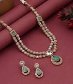 Pista green color american diamond necklace set