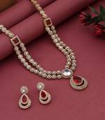 Red color american diamond necklace set