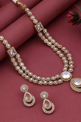 White color american diamond necklace set