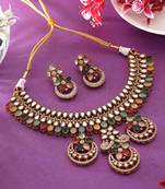 Multi color american diamond necklace set