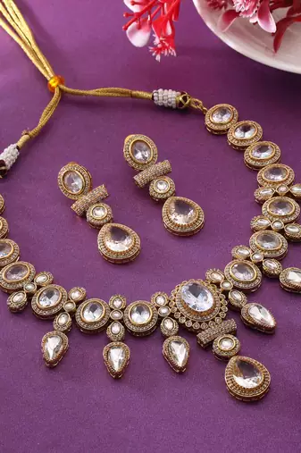 White color american diamond necklace set