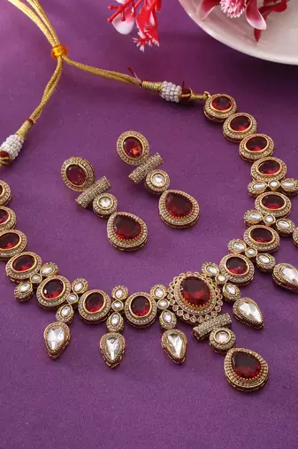 Rani color american diamond necklace set