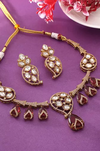 Rani color american diamond necklace set
