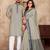 Grey color linen cotton couple combo men's kurta & pajama with women saree set