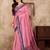 Pink color jacquard weaving silk  couple combo men's kurta & pajama koti & women saree set