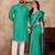 Sky blue color jacquard weaving silk  couple combo men's kurta & pajama koti & women saree set
