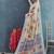 Beige color digital flower printed linen cotton saree with blouse