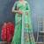 Green color digital flower printed linen cotton saree with blouse