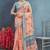 Light orange color digital flower printed linen cotton saree with blouse