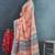 Light orange color digital flower printed linen cotton saree with blouse