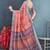 Pink color digital flower printed linen cotton saree with blouse