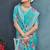 Sky blue color digital flower printed linen cotton saree with blouse
