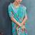 Sky blue color digital flower printed linen cotton saree with blouse