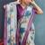 Purple color digital peacock printed linen cotton saree with blouse