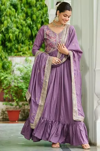 Vichitra silk with rich embroidered zari & thread work
