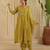 Mehendi green hand woven chanderi kurta set