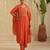 Orange hand woven chanderi kurta set
