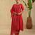 Red hand woven chanderi kurta set