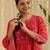 Red hand woven chanderi kurta set