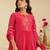 Hot pink hand woven chanderi kurta set