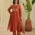 Rust hand woven chanderi kurta set