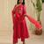 Hot pink hand woven chanderi kurta set