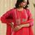 Hot pink hand woven chanderi kurta set