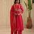 Hot pink hand woven chanderi kurta set