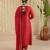 Red hand woven chanderi kurta set